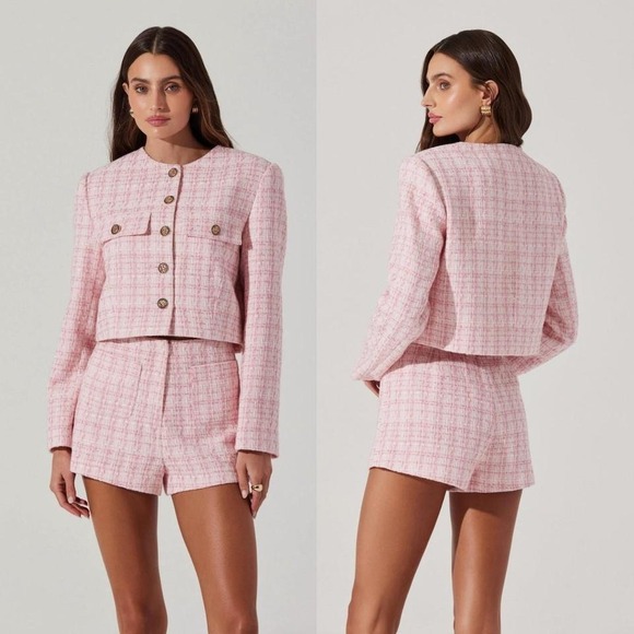 ASTR The Label Jackets & Blazers - Astr the label pink tweed jacket